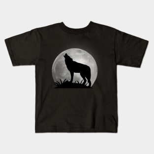 howling wolf and moon Kids T-Shirt